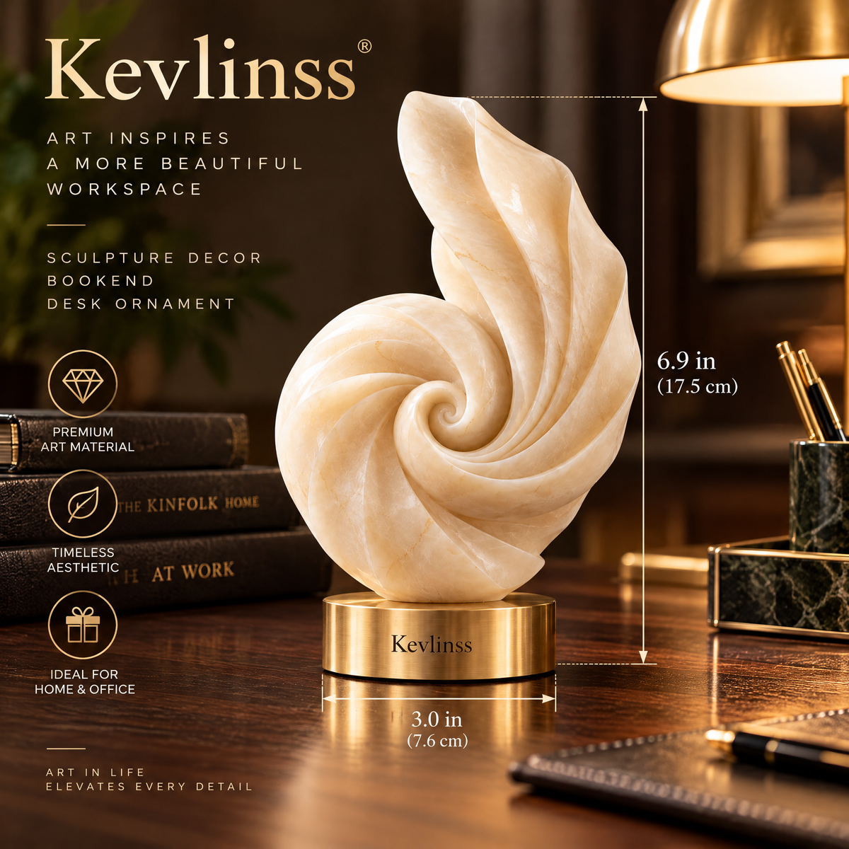 Kevlinss™ Spiral Shell Accent Sculpture size reference
