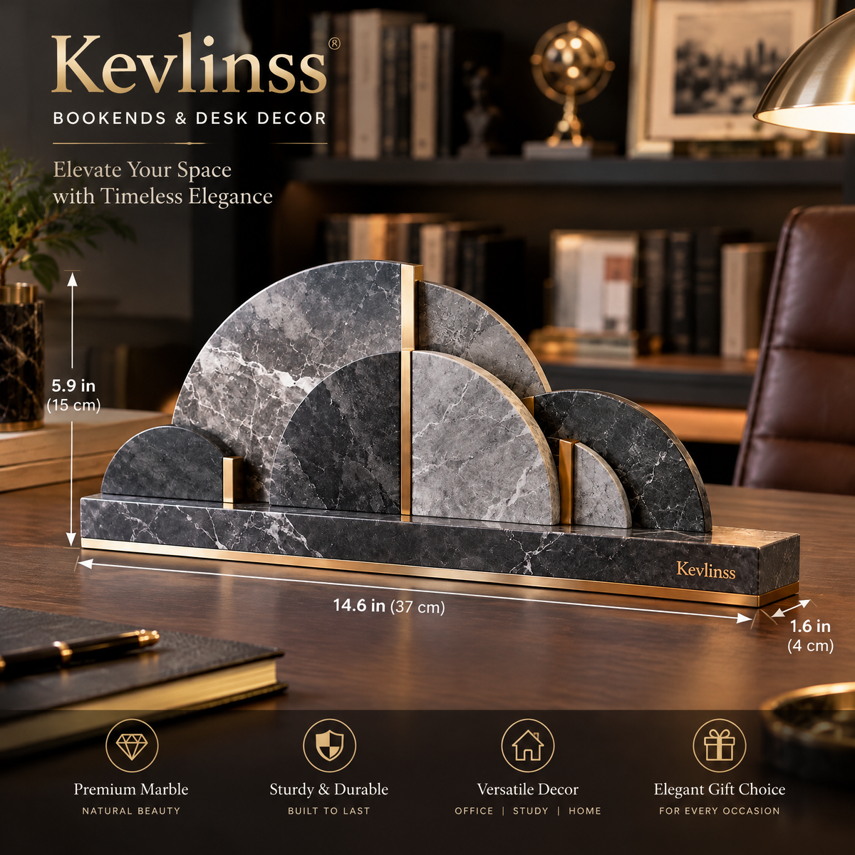 Kevlinss™ Layered Arc Marble-Effect Desk Sculpture