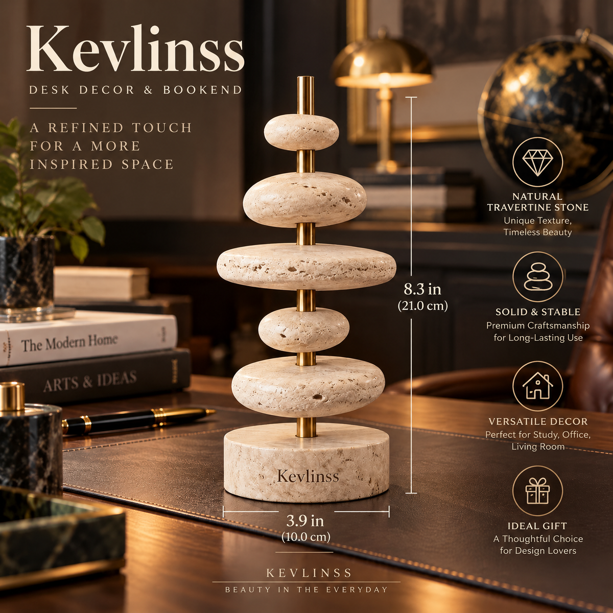 Kevlinss™ Pebble Stack Brass Accent Sculpture