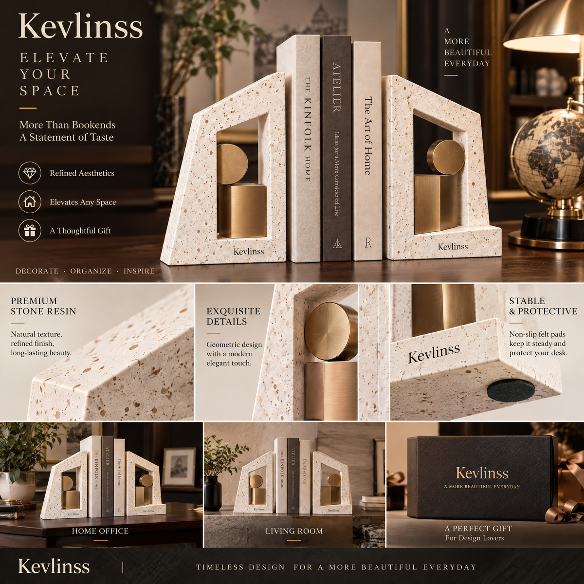 Kevlinss™ Terrazzo Arch Bookend Pair