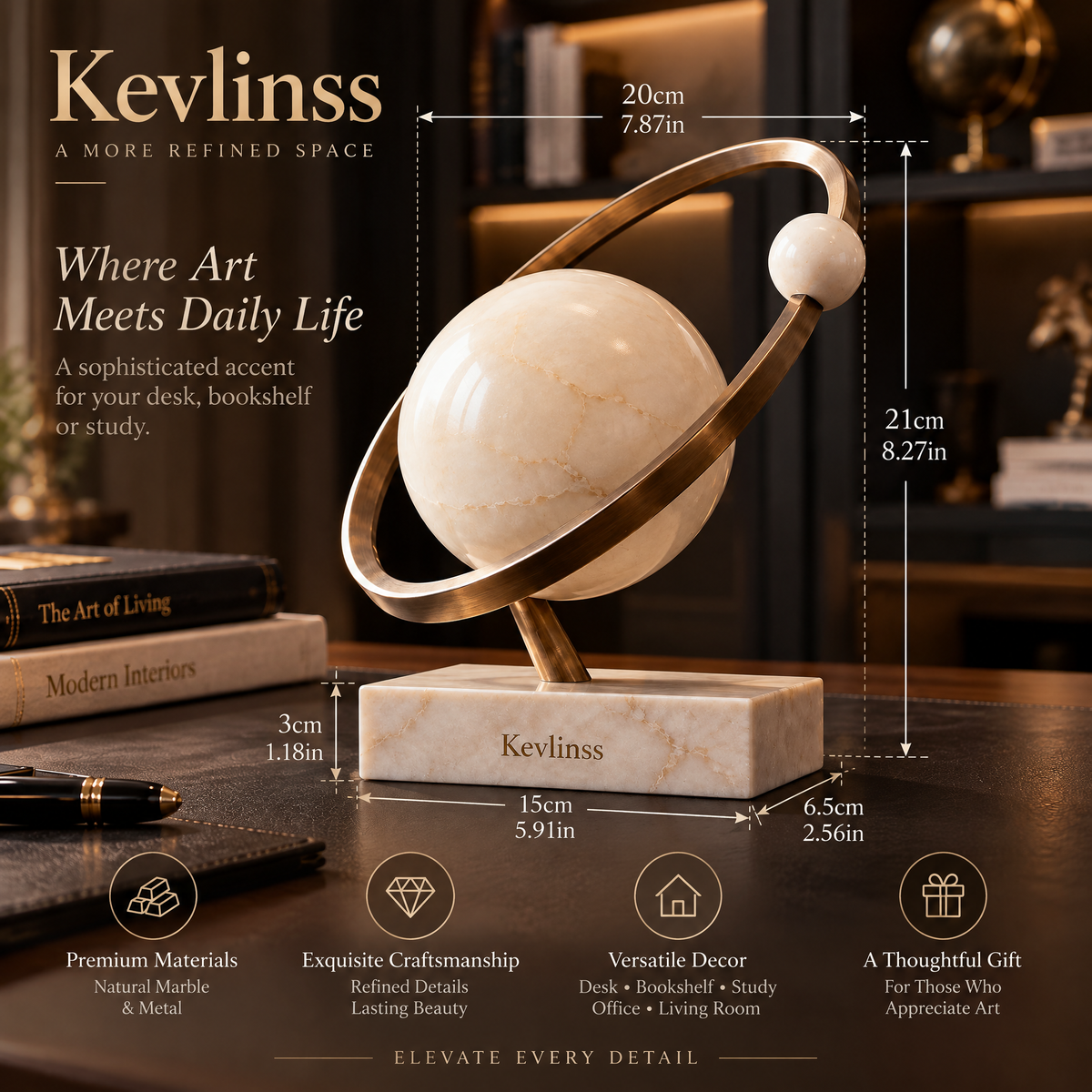 Kevlinss™ Orbital Ring Accent Sculpture size reference