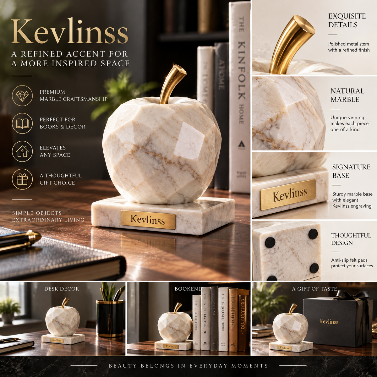 Kevlinss™ Faceted Marble-Effect Apple Ornament detail view