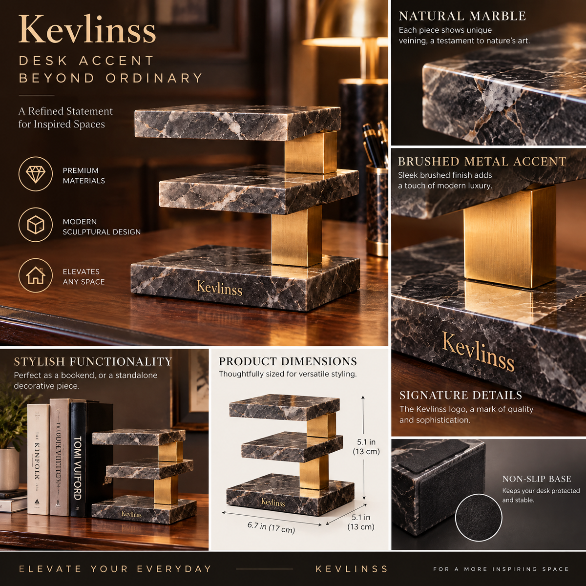 Kevlinss™ Tiered Marble-Effect Display Riser detail view