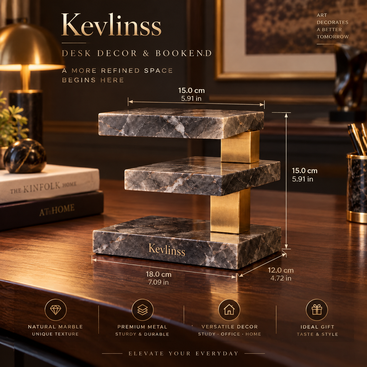 Kevlinss™ Tiered Marble-Effect Display Riser size reference